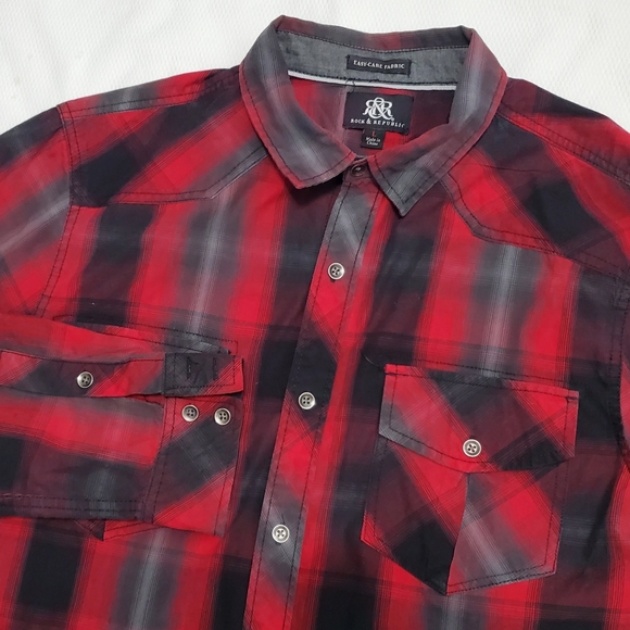 Rock & Republic Other - Rock & Republic Red Black Plaid Button Down Shirt Large